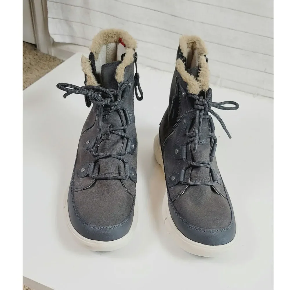 Sorel Explorer II Joan Faux Fur Waterproof Boot in Gray, sz 9.5